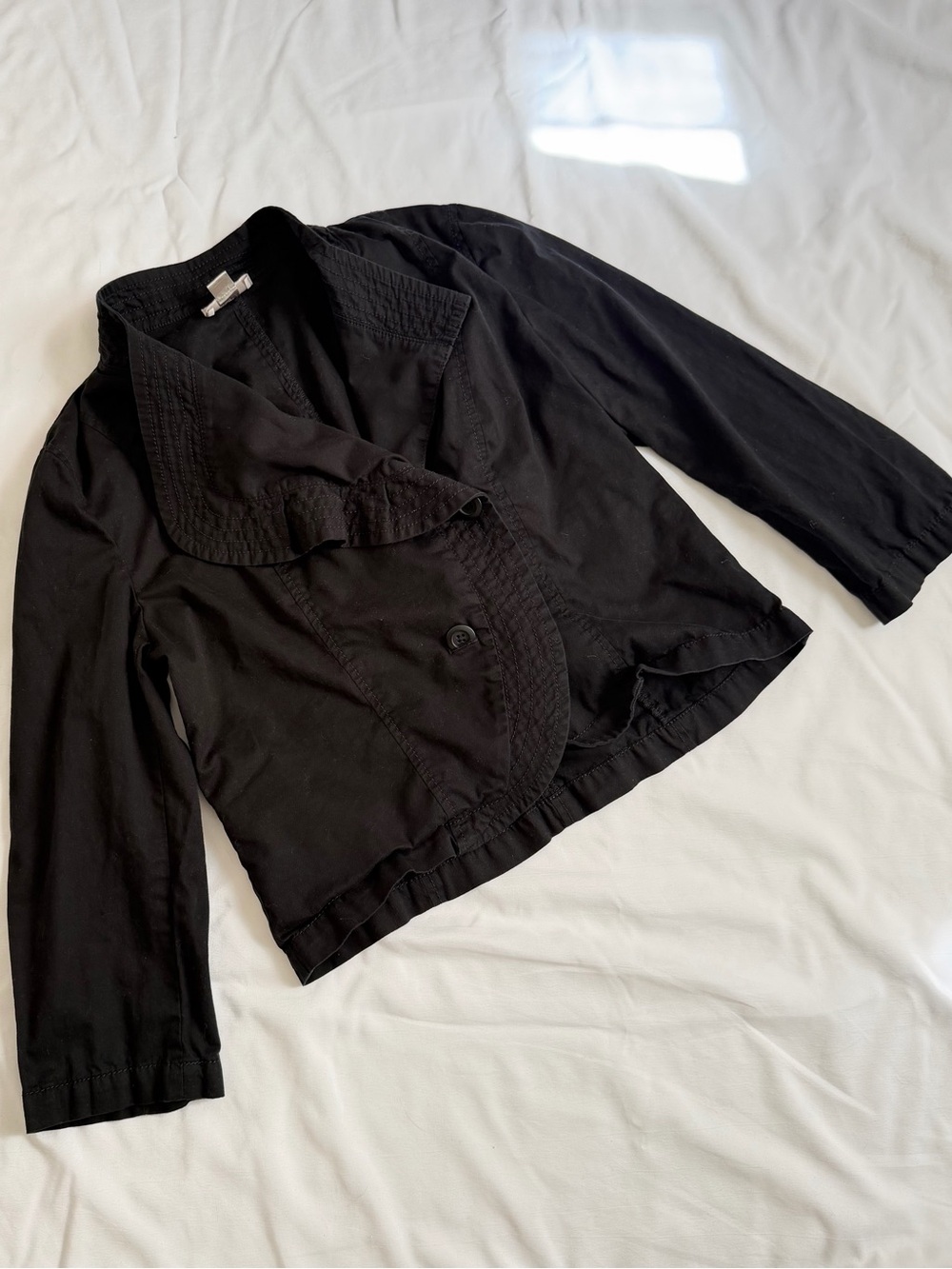 LOFT Black Cropped Shawl-Collar Blazer